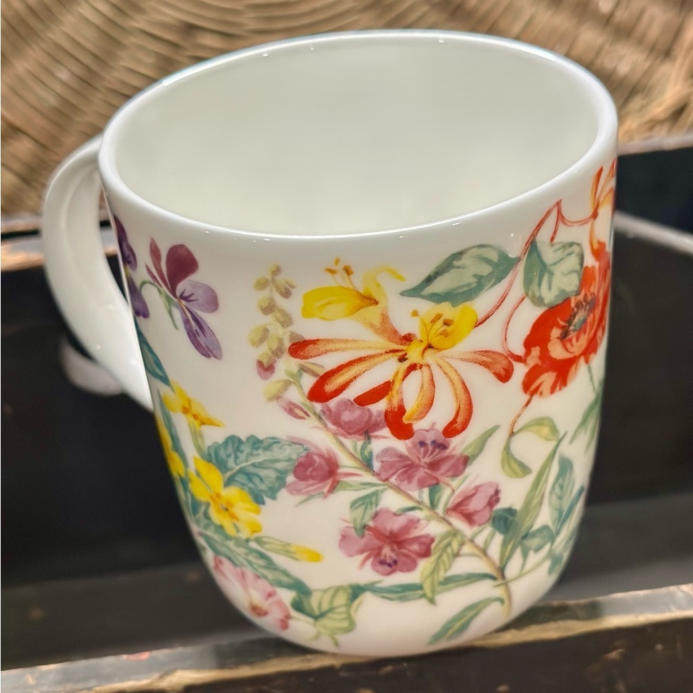 Roy Kirkham Poppies and Violets Floral  Henley Collection Bone China 12 oz Mug